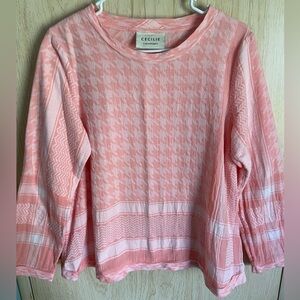 Cecilia Copenhagen Pink Handloom Keffiyeh Pattern Boxy Blouse $329 Medium